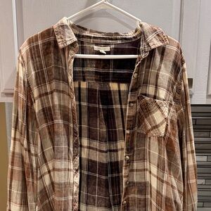 Maurices Brown Plaid Women's Button Down Shirt